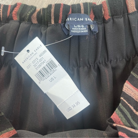 American Eagle Striped Paperbag Waist Women's Skirt L New - Picture 2 of 3
